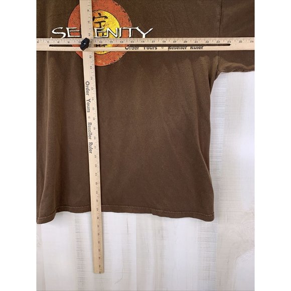 Y2K Brown “Serenity” Distressed Graphic T Shirt Mens Womens XL-11202 - Picture 6 of 9